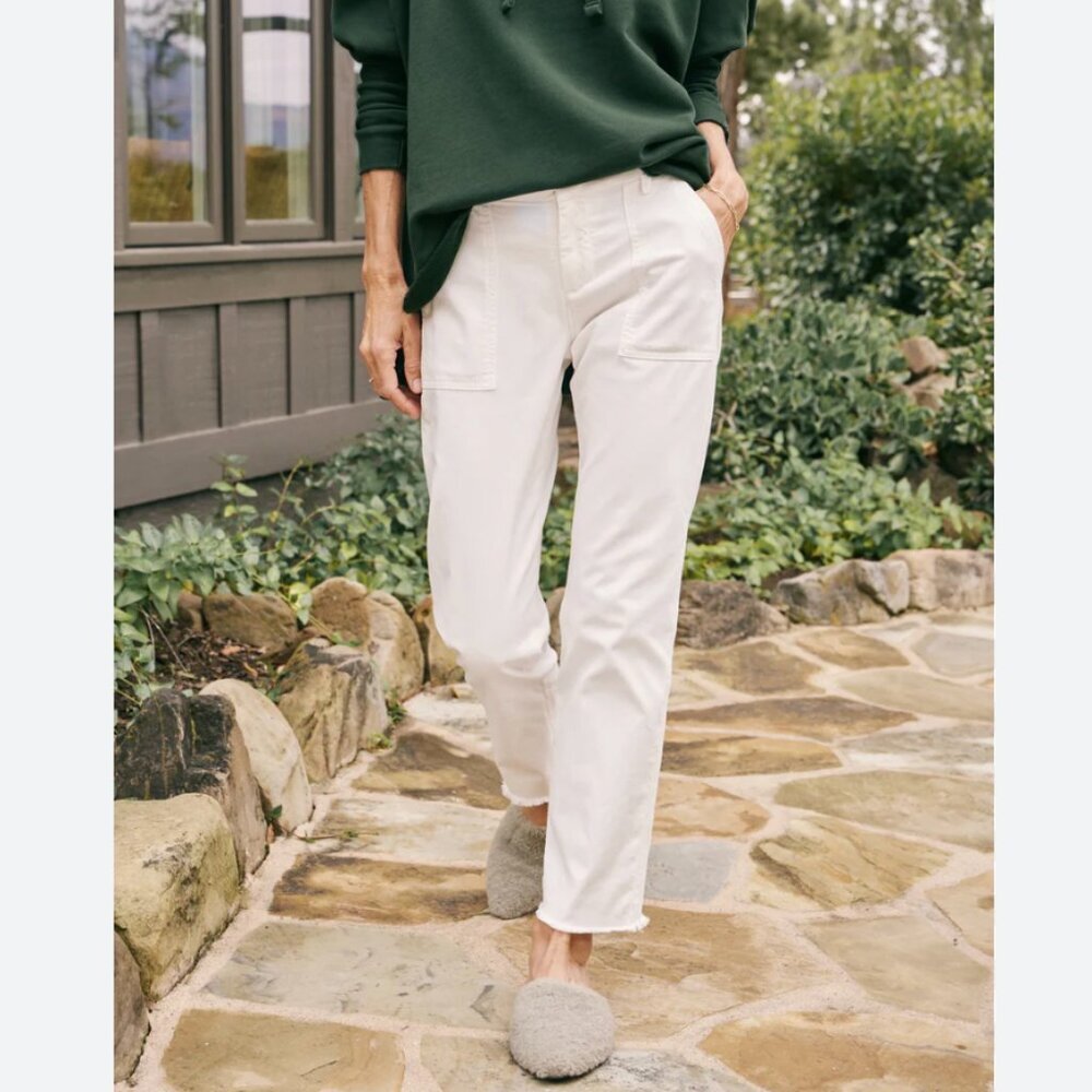 Frank & Eileen BLACKROCK Utility Pant ITALIAN PEACHED TWILL Size: 6 Chalk